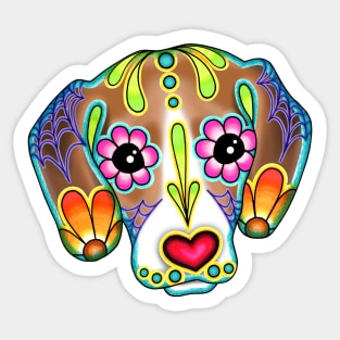 Beagle - Day of the Dead Sugar Skull Dog Sticker